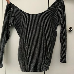 Black and silver off the shoulder blouse